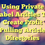 Using Private Label Articles To Create Profit Pulling Article Directories