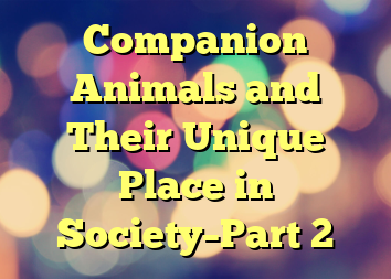 Companion Animals and Their Unique Place in Society–Part 2