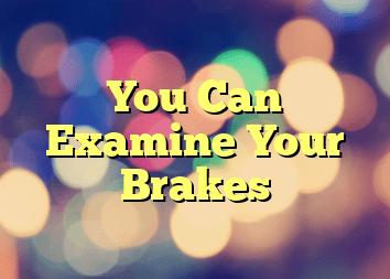 You Can Examine Your Brakes